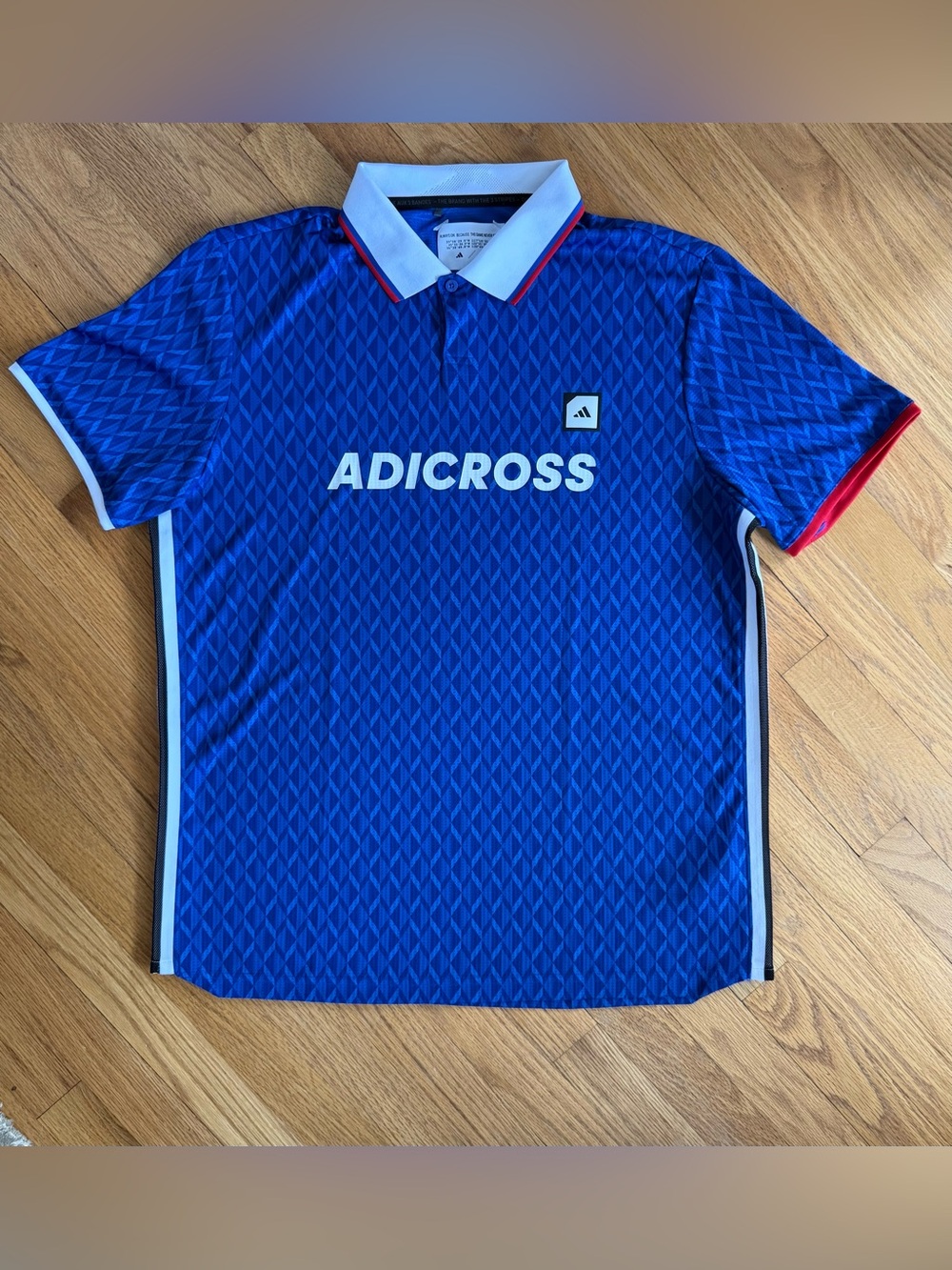 Adidas Adicross Football/Soccer Jersey Inspired Golf Polo Blue L NWOT